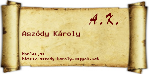 Aszódy Károly névjegykártya