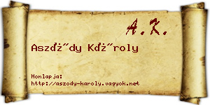 Aszódy Károly névjegykártya