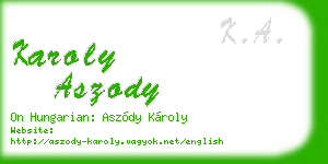 karoly aszody business card